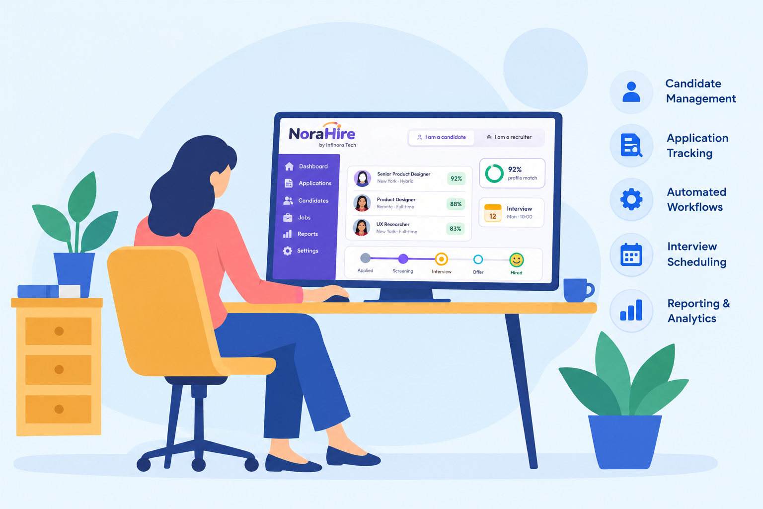 Applicant tracking system (ATS) software dashboard by Infinora Tech